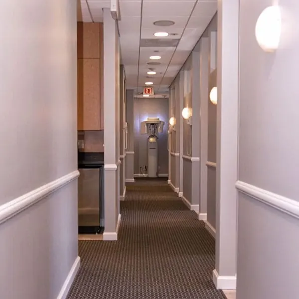 The corridor to the treatment rooms.
